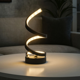 Lighting Collection Curls Black Rechargeable LED Table Lamp - Size: 34.3 x 13 x 13cm - Wilko - thumbnail 3