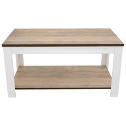 AVF Whitesands Satin White and Wood Coffee Table - Size: 50 x 90 x 45cm - Multi - Wilko - thumbnail 4