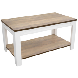 AVF Whitesands Satin White and Wood Coffee Table - Size: 50 x 90 x 45cm - Multi - Wilko - thumbnail 3
