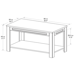 AVF Whitesands Satin White and Wood Coffee Table - Size: 50 x 90 x 45cm - Multi - Wilko - thumbnail 6