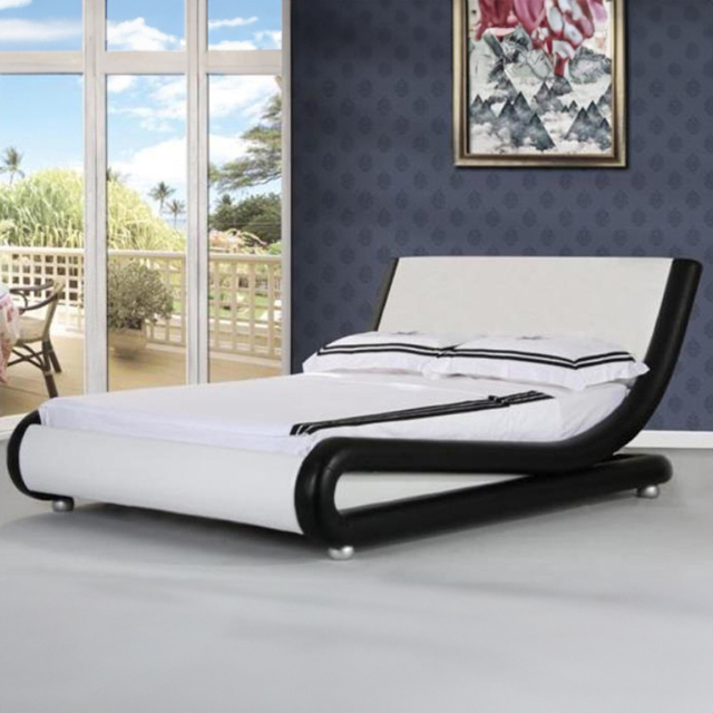 Brooklyn Italian Designer King Size White Faux Leather Bed Frame - Wilko - image 1