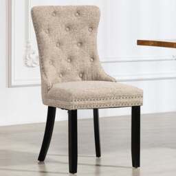 Artemis Home Rivara Set of 2 Light Brown Fabric Dining Chair - Wilko