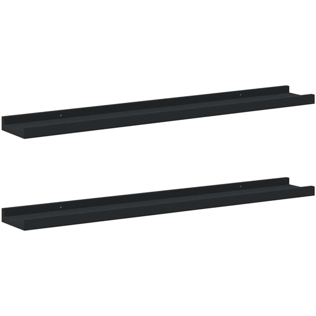 vidaXL 80cm Set of 2 Black Frame Ledge Floating Wall Shelf - Size: 3 x 9 x 9cm - Wilko - image 1
