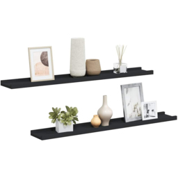 vidaXL 80cm Set of 2 Black Frame Ledge Floating Wall Shelf - Size: 3 x 9 x 9cm - Wilko - thumbnail 5