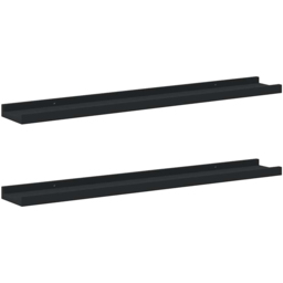 vidaXL 80cm Set of 2 Black Frame Ledge Floating Wall Shelf - Size: 3 x 9 x 9cm - Wilko - thumbnail 1