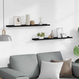 vidaXL 80cm Set of 2 Black Frame Ledge Floating Wall Shelf - Size: 3 x 9 x 9cm - Wilko - thumbnail 3