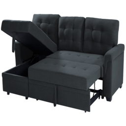 Furniture One 3 Seater Dark Grey Linen Corner Storage Sofa Bed - Wilko - thumbnail 5