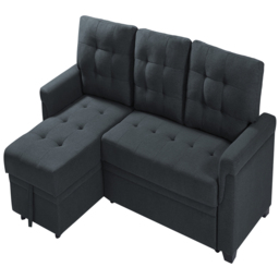 Furniture One 3 Seater Dark Grey Linen Corner Storage Sofa Bed - Wilko - thumbnail 3