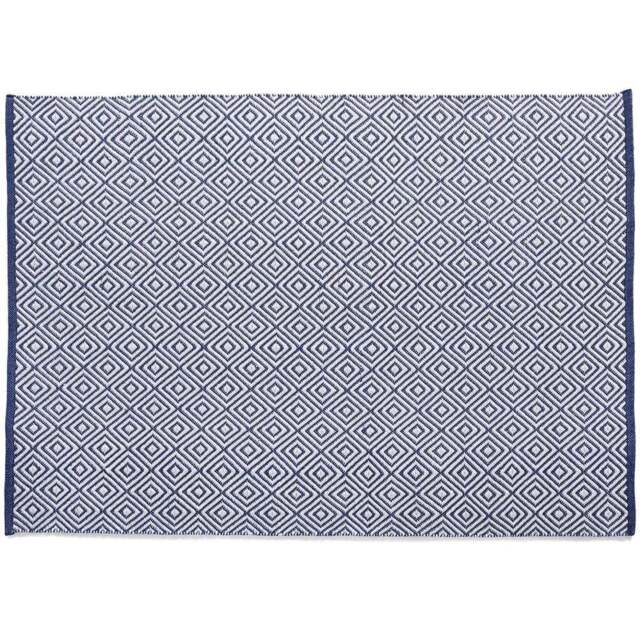 Hug Rug Navy Woven Diamond Rug 160 x 230cm - Blue - Wilko - image 1