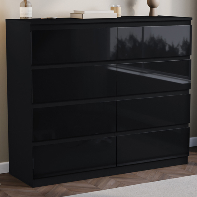 Vida Designs Glinton 8 Drawer Black Chest of Drawers - Wilko - image 1