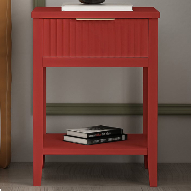 Monti Single Drawer Red Bedside Table - Wilko - image 1