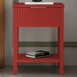 Monti Single Drawer Red Bedside Table - Wilko - thumbnail 1
