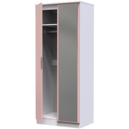 Crowndale Camden 2 Door Kobe Pink and White Wardrobe with Mirror Door Ready Assembled - Kobe Pink & White - Wilko - thumbnail 5