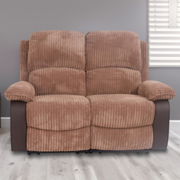 Brooklyn 2 Seater Brown Jumbo Cord Manual Recliner Sofa - Wilko - thumbnail 1