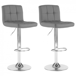 Neo Dark Grey and Chrome Faux Leather Swivel Bar Stool Set of 2 - Wilko - thumbnail 3