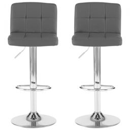 Neo Dark Grey and Chrome Faux Leather Swivel Bar Stool Set of 2 - Wilko - thumbnail 4