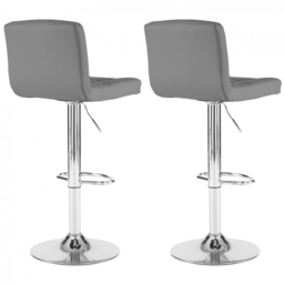Neo Dark Grey and Chrome Faux Leather Swivel Bar Stool Set of 2 - Wilko - thumbnail 5