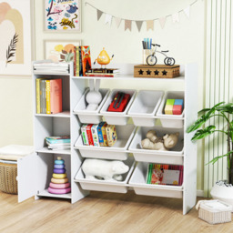 AIYAPLAY 8 Bins White Toy Storage Unit - Size: 100 x 30 x 112.5cm - Wilko - thumbnail 4