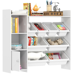 AIYAPLAY 8 Bins White Toy Storage Unit - Size: 100 x 30 x 112.5cm - Wilko - thumbnail 3