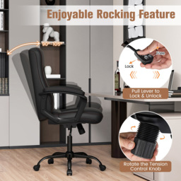 Costway Black Ergonomic High Back Swivel Office Chair - Size: 68 x 54 x 26cm - Multi - Wilko - thumbnail 7