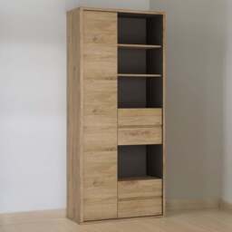 Florence Shetland Single Door 4 Drawer 4 Shelf Wide Bookcase - Brown - Furniture To Go - Wilko - thumbnail 1
