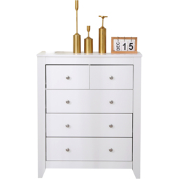 FurnitureHMD 5 Drawer White Wooden Chest of Drawers - Wilko - thumbnail 3