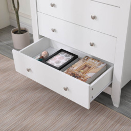 FurnitureHMD 5 Drawer White Wooden Chest of Drawers - Wilko - thumbnail 4