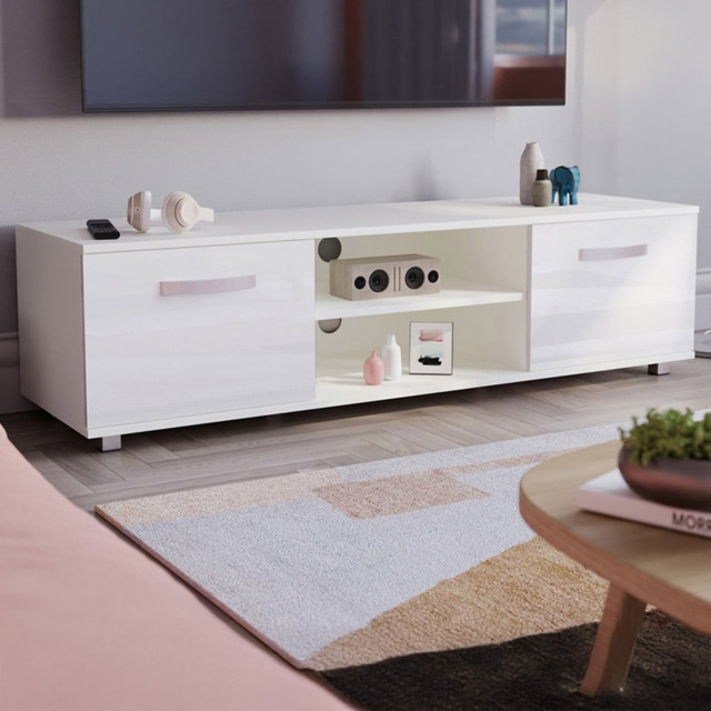 Vida Designs Cosmo 2 Door 2 Shelf White Medium TV Unit - Size: 40 x 140 x 38cm - Wilko - image 1