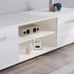 Vida Designs Cosmo 2 Door 2 Shelf White Medium TV Unit - Size: 40 x 140 x 38cm - Wilko - thumbnail 5