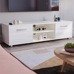 Vida Designs Cosmo 2 Door 2 Shelf White Medium TV Unit - Size: 40 x 140 x 38cm - Wilko - thumbnail 1