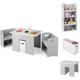 Costway 4 in 1 Grey Kids Table and Chair Set - Size: 83 x 55 x 16cm - Wilko - thumbnail 4