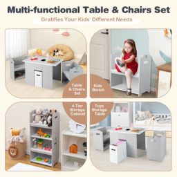 Costway 4 in 1 Grey Kids Table and Chair Set - Size: 83 x 55 x 16cm - Wilko - thumbnail 6