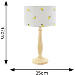ValueLights Victoria Lemon Embroidered Shade Light Wood Candlestick LED Table Lamp - Cream - Wilko - thumbnail 5