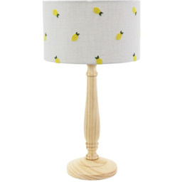 ValueLights Victoria Lemon Embroidered Shade Light Wood Candlestick LED Table Lamp - Cream - Wilko - thumbnail 1