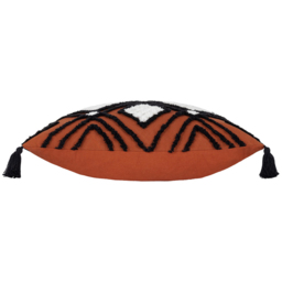 furn. Aquene Brick and Black Tufted Tasselled Cushion - Size: 50 x 50cm - Multi - Wilko - thumbnail 5