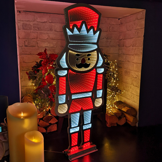 Samuel Alexander Red and White LED Infinity Standing Nutcracker Christmas Decoration 74cm - Size: 74 x 17 x 12cm - Wilko - image 1