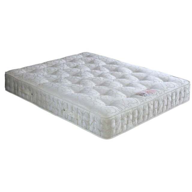 Miracle Super King 1200 Pocket Sprung Wool Mattress - White - Bedmaster - Wilko - image 1