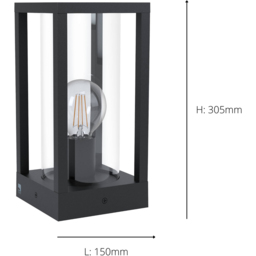 EGLO Cascinetta Exterior Post Light - Size: 30.5 x 15 x 15cm - black - Wilko - thumbnail 5