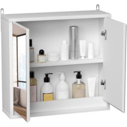 Portland White Wall Mounted Mirror Bathroom Cabinet - Size: 48 x 14.5 x 45cm - Wilko - thumbnail 4