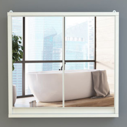 Portland White Wall Mounted Mirror Bathroom Cabinet - Size: 48 x 14.5 x 45cm - Wilko - thumbnail 1