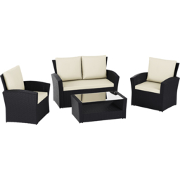 Garden Vida Mylor 4 Seater Black PE Rattan Garden Lounge Set with Cover - Wilko - thumbnail 3