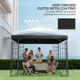 Outsunny 3 x 3m Black Gazebo Canopy Replacement Cover - Wilko - thumbnail 7