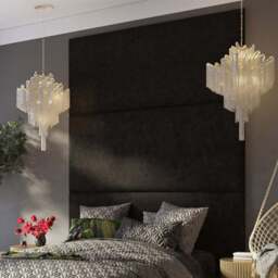 Aspire Furniture Llewelyn-Bowen Luxury Charcoal Kimiyo Linen Wall Mounted Headboard 90cm - Size: Single Pack - Grey - Aspire Beds - Wilko