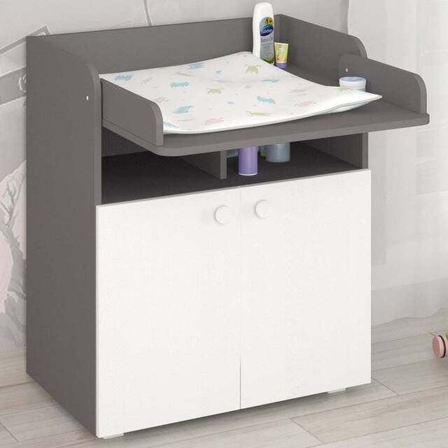 Shefa 700 2 Door 2 Shelf Grey and White Kids Changing Unit - Size: 86 x 70 x 47cm - Wilko - image 1