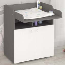 Shefa 700 2 Door 2 Shelf Grey and White Kids Changing Unit - Size: 86 x 70 x 47cm - Wilko - thumbnail 1