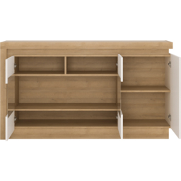 Florence Lyon 3 Door Glazed Riviera Oak and White Sideboard with LED Lighting - Multi - Furniture to Go - Wilko - thumbnail 4