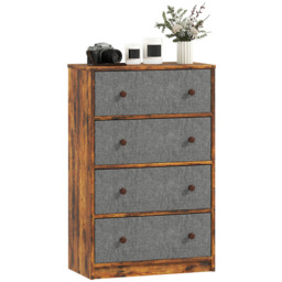 HOMCOM 4 Drawer Grey and Rustic Brown Chest of Drawers - Wilko - thumbnail 3