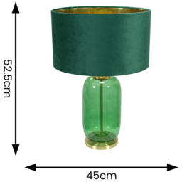 ValueLight Leigh Green Velvet and Gold Inner Shade Forest Green and Gold Glass LED Table Lamp - Size: 52.5 x 45 x 45cm - ValueLights - Wilko - thumbnail 5