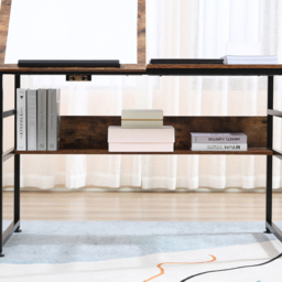 Portland Adjustable Drafting Table with 15 Level Tabletop - Size: 120 x 60 x 75cm - Brown - Wilko - thumbnail 4