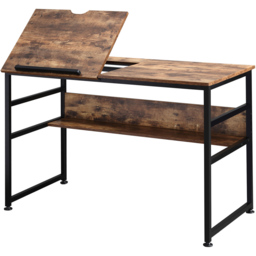 Portland Adjustable Drafting Table with 15 Level Tabletop - Size: 120 x 60 x 75cm - Brown - Wilko - thumbnail 3